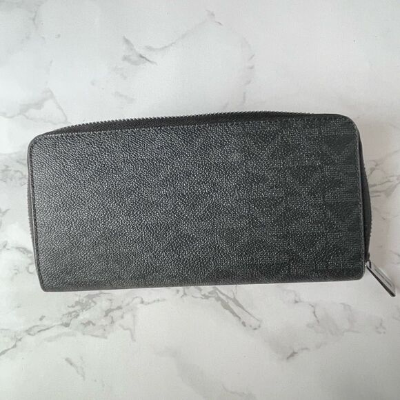 MICHAEL KORS BLACK PVC TECH TRAVEL MENS WALLET BLACK PVC LOGO WALLET NEW - Picture 1 of 12